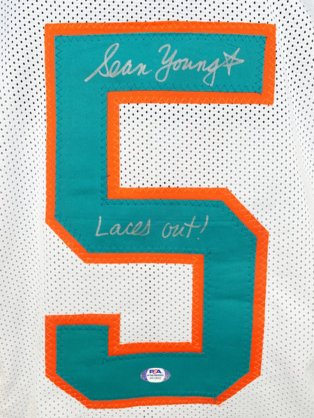 Sean Young Autographed Ray Finkle Miami Dolphins (Teal #5) Jersey w/  –  Palm Beach Autographs LLC