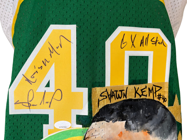 Shawn Kemp Signed Jersey Inscribed Reign Man & 6x All Star