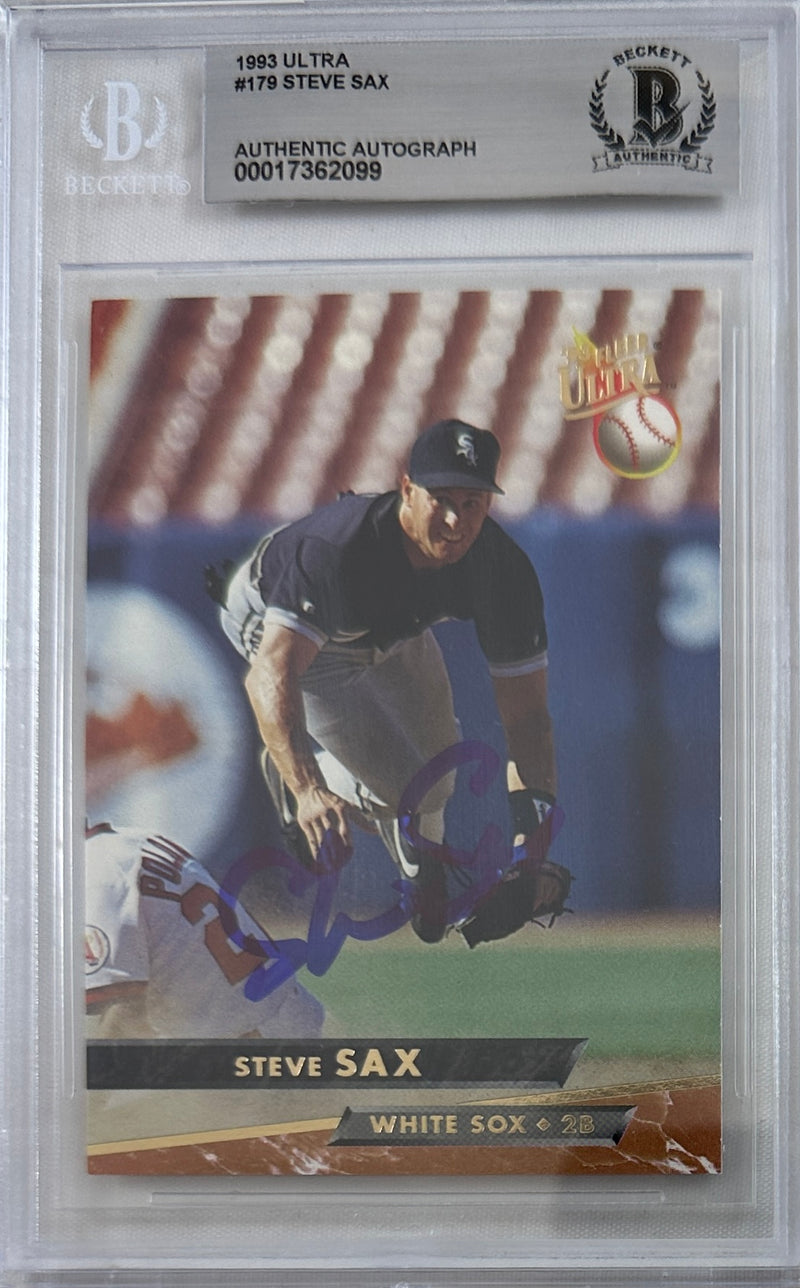 Steve Sax auto signed card 1993 Fleer #179 MLB New York Yankees BAS Encap