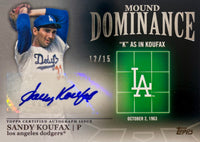 Sandy Koufax autographed signed card 2012 Topps 12/15 MLB Los Angeles Dodgers