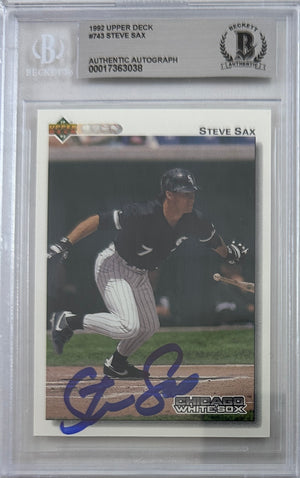 Steve Sax auto signed card 1992 Upper Deck #743 MLB New York Yankees BAS Encap