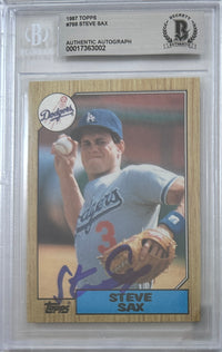 Steve Sax auto signed card 1987 Topps #769 MLB New York Yankees BAS Encap