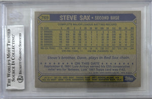 Steve Sax auto signed card 1987 Topps #769 MLB New York Yankees BAS Encap