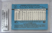 Steve Sax auto signed card 1993 Leaf #163 MLB New York Yankees BAS Encap