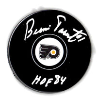 Bernie Parent signed inscribed puck NHL Philadelphia Flyers JSA COA