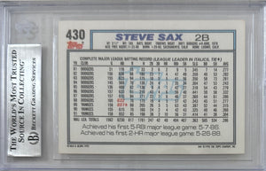 Steve Sax auto signed card 1992 Topps #430 MLB New York Yankees BAS Encap