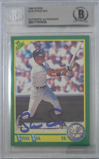 Steve Sax auto signed card 1995 Score #125 MLB New York Yankees BAS Encap