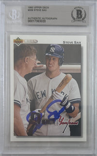 Steve Sax auto signed card 1991 Upper Deck #358 MLB New York Yankees BAS Encap