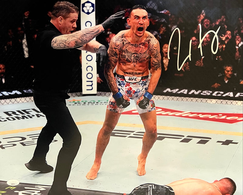 Max Holloway autographed signed 16x20 photo UFC Blessed JSA COA Justin Gaethje