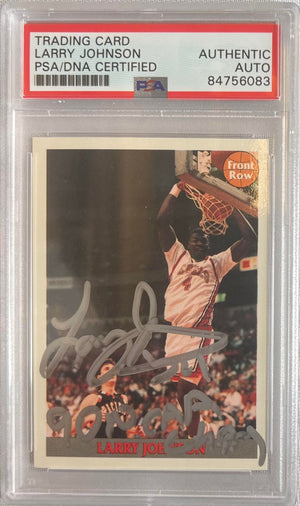 Larry Johnson auto inscribed 1992 Front Row #1 RC UNLV PSA Encapsulated