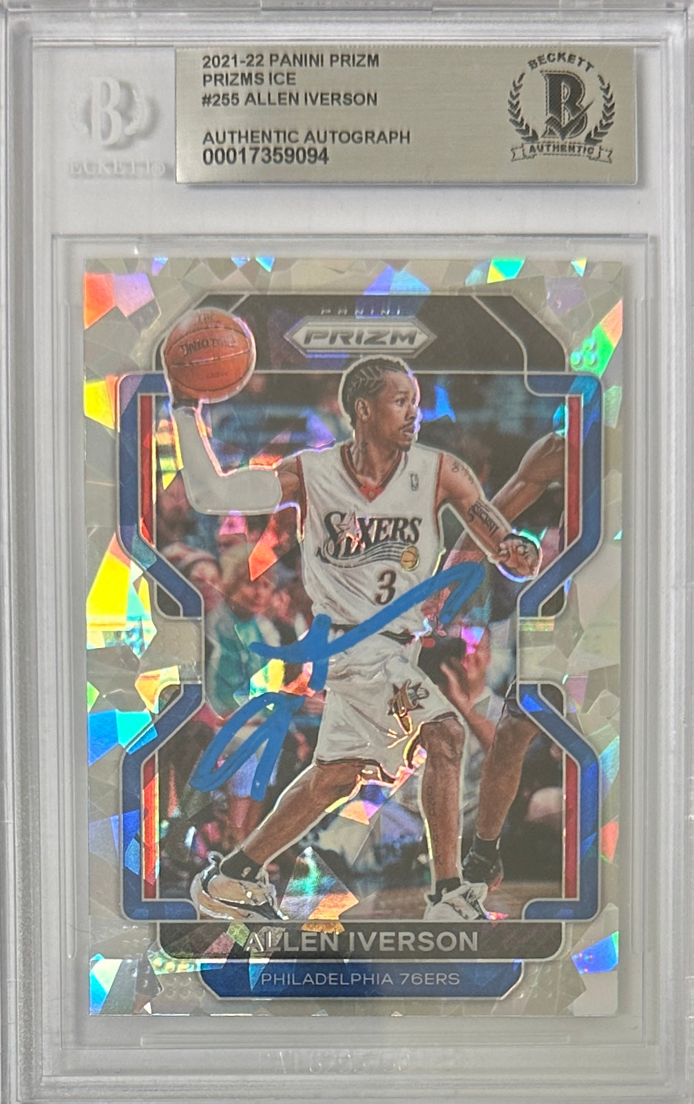 Allen Iverson auto signed Panini 2021 #255 Philadelphia 76ers BAS Prism