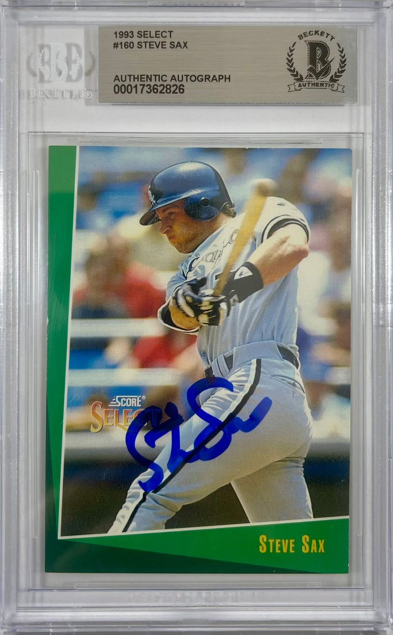 Steve Sax auto signed card 1992 Score #160 MLB Chicago White Sox BAS Encap