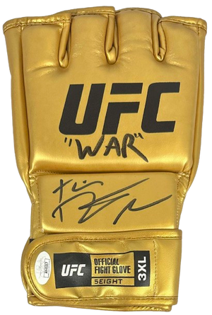 Dustin Poirier autographed inscribed gold glove UFC JSA COA The Diamond