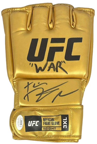 Dustin Poirier autographed inscribed gold glove UFC JSA COA The Diamond