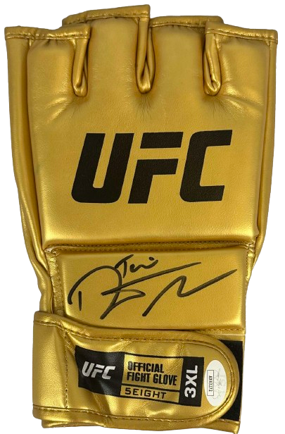 Dustin Poirier autographed inscribed gold glove UFC JSA COA The Diamond