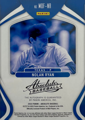 Nolan Ryan autographed signed card 2022 Panini Absolute 8/10 MLB Texas Rangers