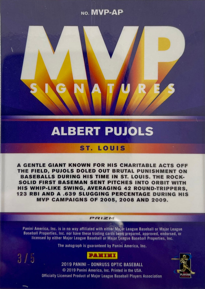 Albert Pujols autographed signed card 2022 Panini 3/5 MLB St. Louis Cardinals