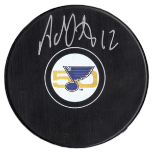 Adam Oates autographed signed puck NHL St Louis Blues BAS Bruins Capitals