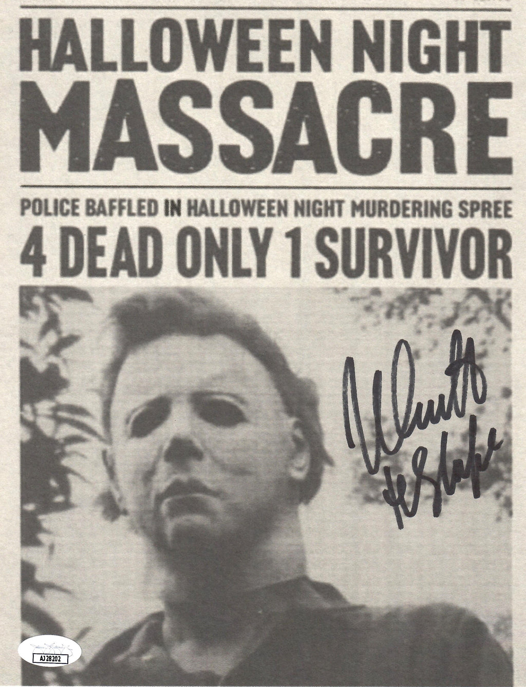 Nick Castle autographed signed inscribed 8x10 newspaper Halloween JSA COA