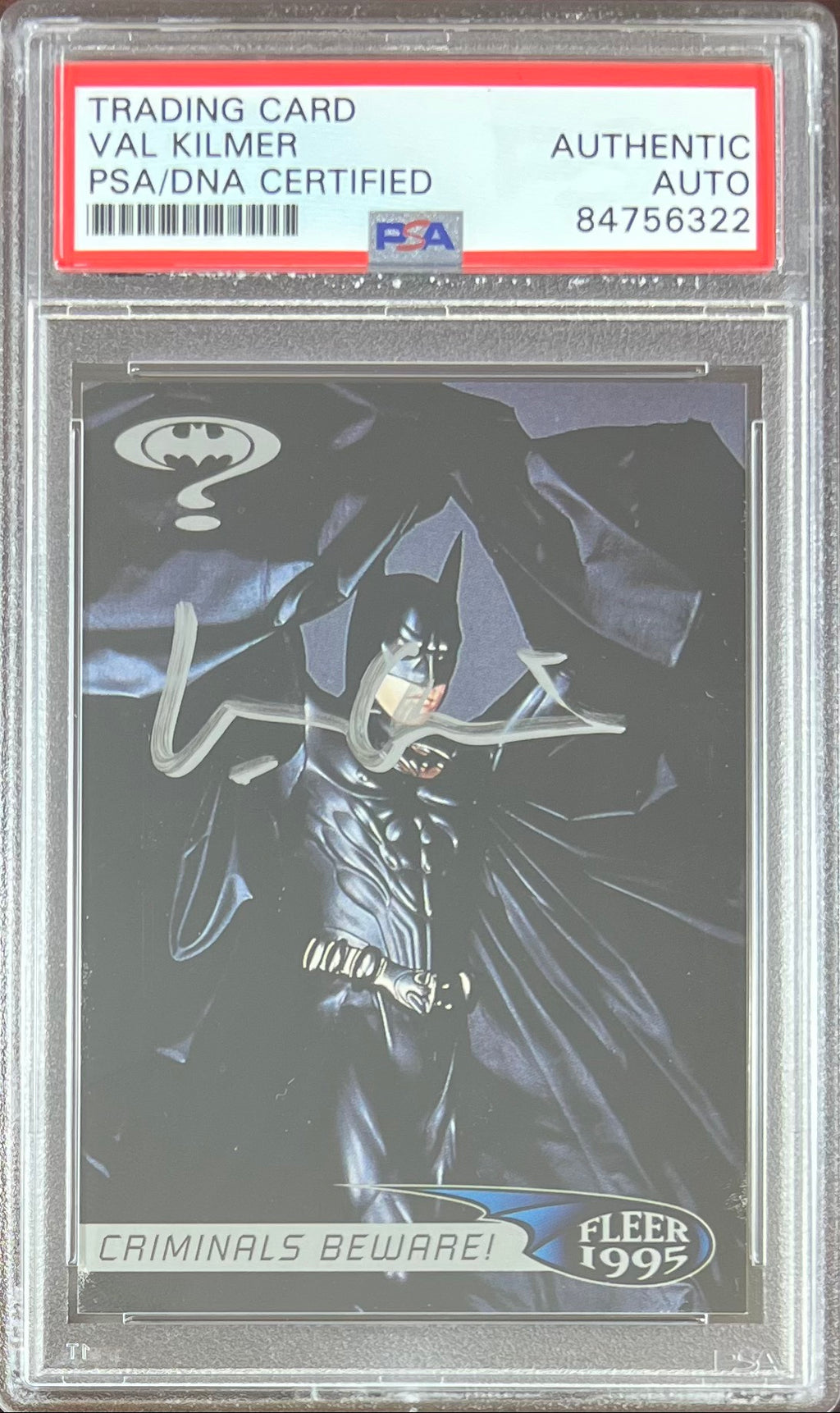 Val Kilmer autographed 1995 Fleer #6 Batman Forever card PSA Encap DC Comics