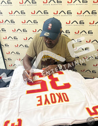 Christian Okoye autographed signed jersey NFL Kansas City Chiefs JSA COA