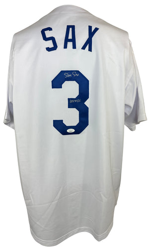 STEVE SAX SIGNED AUTOGRAPHED INSCRIBED WHITE PRO STYLE JERSEY JSA COA