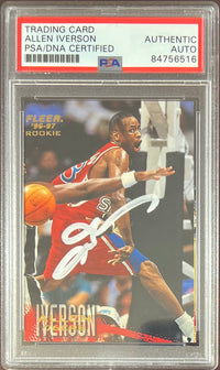 Allen Iverson auto RC 1997 Fleer Ultra #235 Philadelphia 76ers PSA Encap