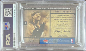 Allen Iverson auto card Fleer Showcase #3 Game Used Philadelphia 76ers PSA Encap