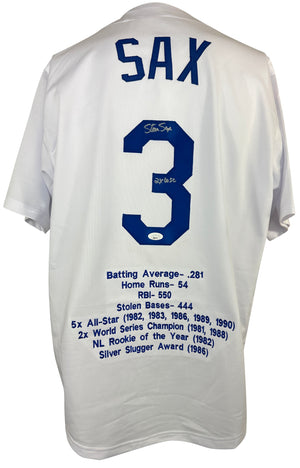 STEVE SAX SIGNED INSCRIBED WHITE PRO STYLE JERSEY JSA COA