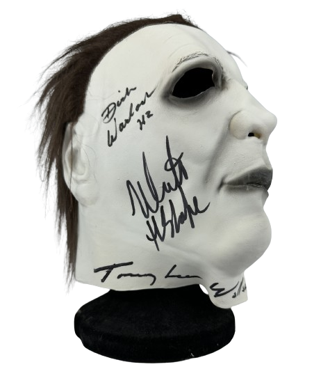 Lee Wallace, Castle, Sandin, Warlock signed inscribed Mask JSA COA Michael Myers