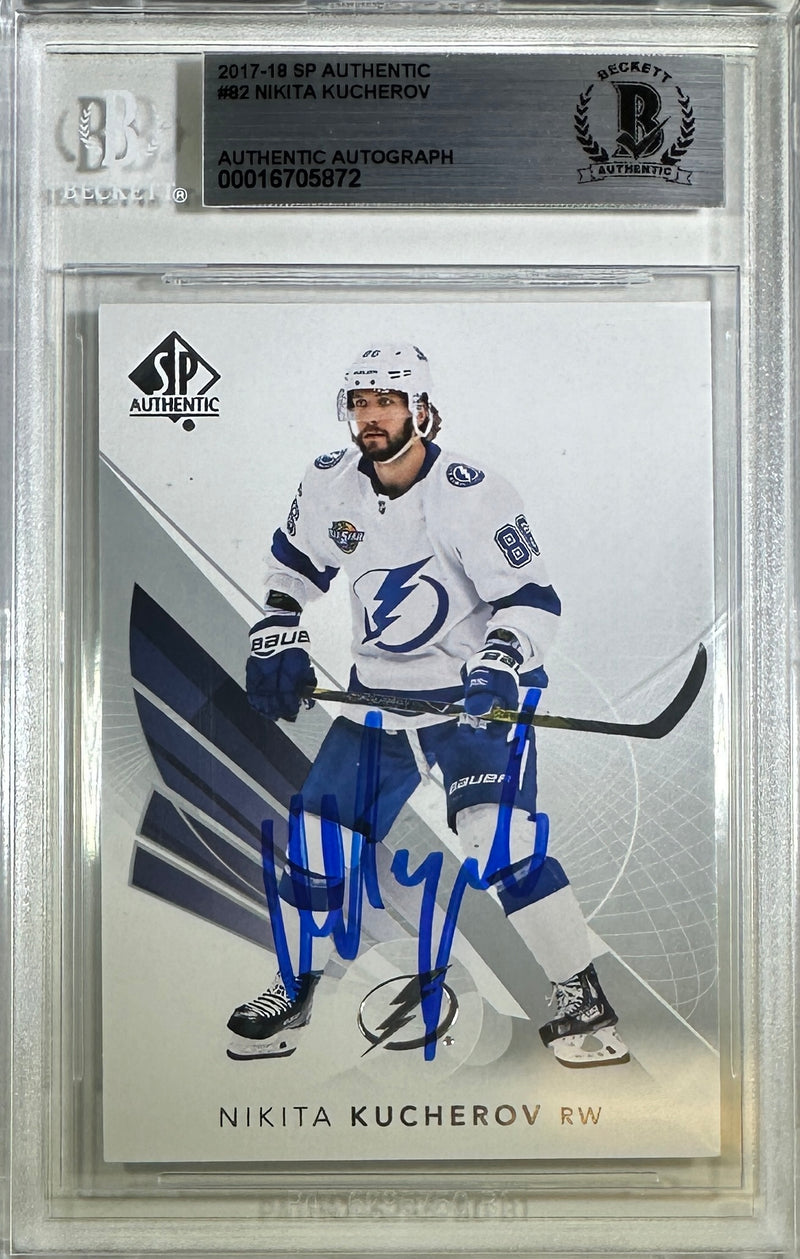 Nikita Kucherov auto card 2017-18 SP Authentic #82 Tampa Bay Lightning BAS Encap