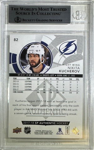 Nikita Kucherov auto card 2017-18 SP Authentic #82 Tampa Bay Lightning BAS Encap