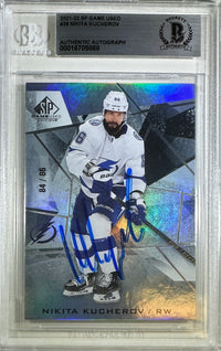 Nikita Kucherov auto card 2021-22 Upper Deck /86 Tampa Bay Lightning BAS Encap