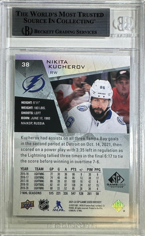 Nikita Kucherov auto card 2021-22 Upper Deck /86 Tampa Bay Lightning BAS Encap