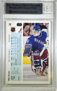 Mike Richter auto rookie card 1990 Upper Deck #32 New York Rangers BAS Encap