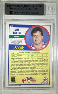 Mike Richter auto rookie card 1990 Topps #330 New York Rangers BAS Encapsulated