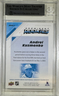 Andrei Kuzmenko auto card 2023 Upper Deck Vancouver Canucks BAS rookie Encap