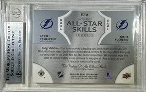 Vasilevskiy & Kucherov auto 2019 All Star Lightning BAS Encap game used worn