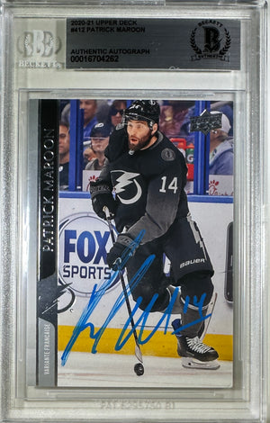 Patrick Maroon auto card 2020 Upper Deck #412 Tampa Bay Lightning NHL BAS Encap