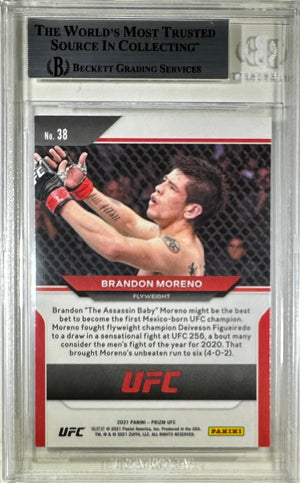 Brandon Moreno auto inscribed Panini 2021 #38 BAS Encap Rookie card