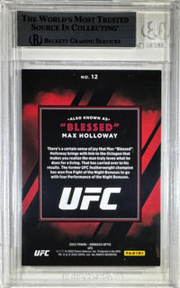 Max Holloway auto inscribed 2022 Donruss Optic card #12 UFC BAS Encapsulated