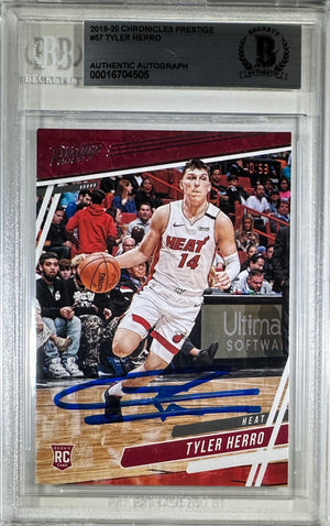 Tyler Herro auto card 2019-20 Panini Prestige RC #57 NBA Miami Heat BAS Encap