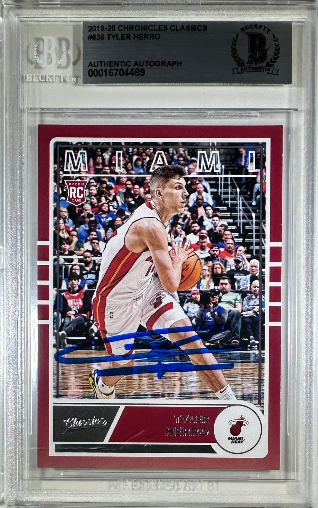 Tyler Herro auto card 2019-20 Panini Classics RC #636 NBA Miami Heat BAS Encap