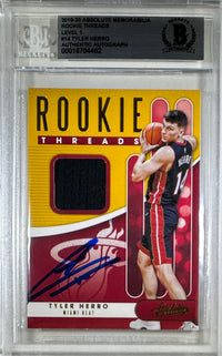 Tyler Herro card 2019-20 Panini Threads Mem RC #RT-THR NBA Miami Heat BAS Encap