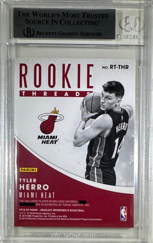 Tyler Herro card 2019-20 Panini Threads Mem RC #RT-THR NBA Miami Heat BAS Encap