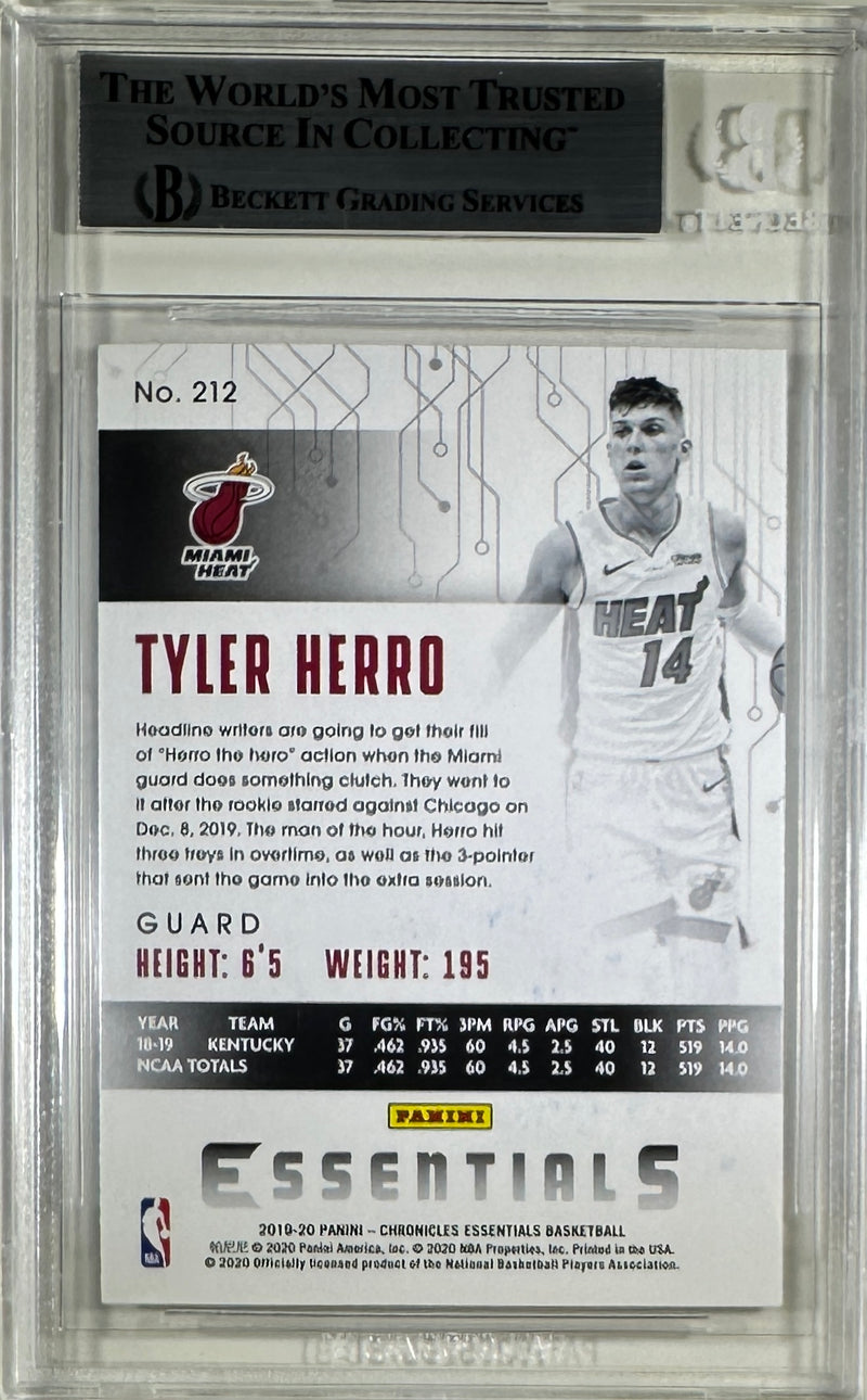 Tyler Herro auto card 2019-20 Panini Essentials RC #212 NBA Miami Heat BAS Encap