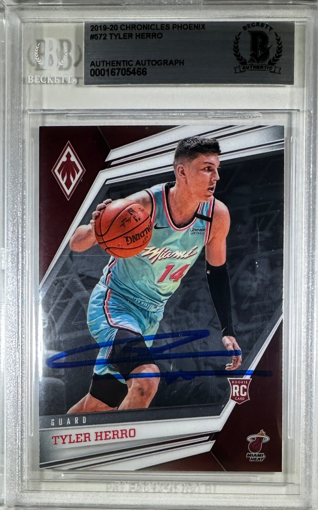 Tyler Herro auto card 2019-20 Panini Phoenix RC #572 NBA Miami Heat BAS Encap