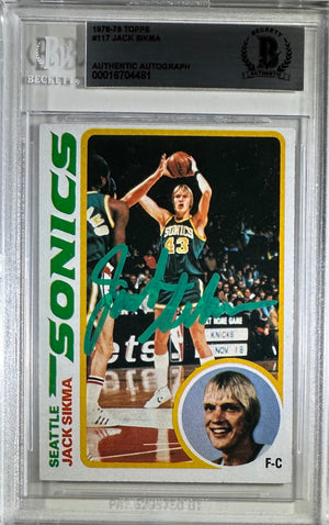 Jack Sikma auto card 1978 Topps RC #117 NBA Seattle Supers BAS Encap