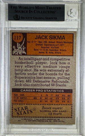 Jack Sikma auto card 1978 Topps RC #117 NBA Seattle Supers BAS Encap