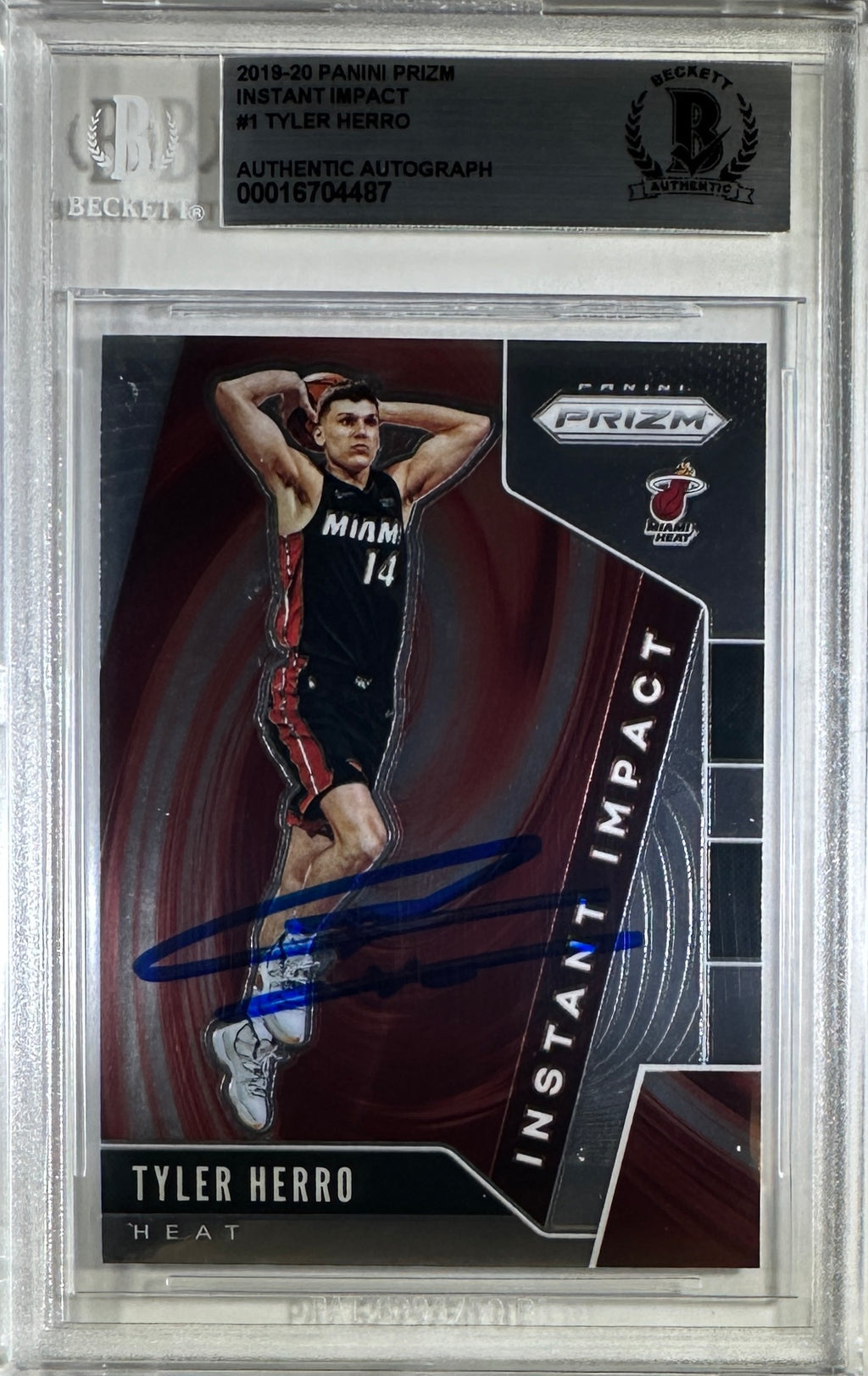 Tyler Herro auto card 2019-20 Panini Prizm RC #1 NBA Miami Heat BAS Encap